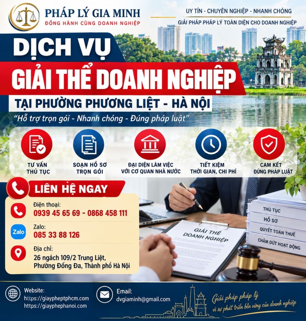 Dịch vụ giải thể doanh nghiệp tại phường Phương Liệt Hà Nội