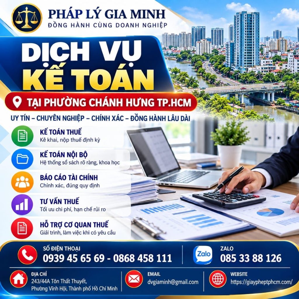 Dịch vụ kế toán tại phường Chánh Hưng TP.HCM