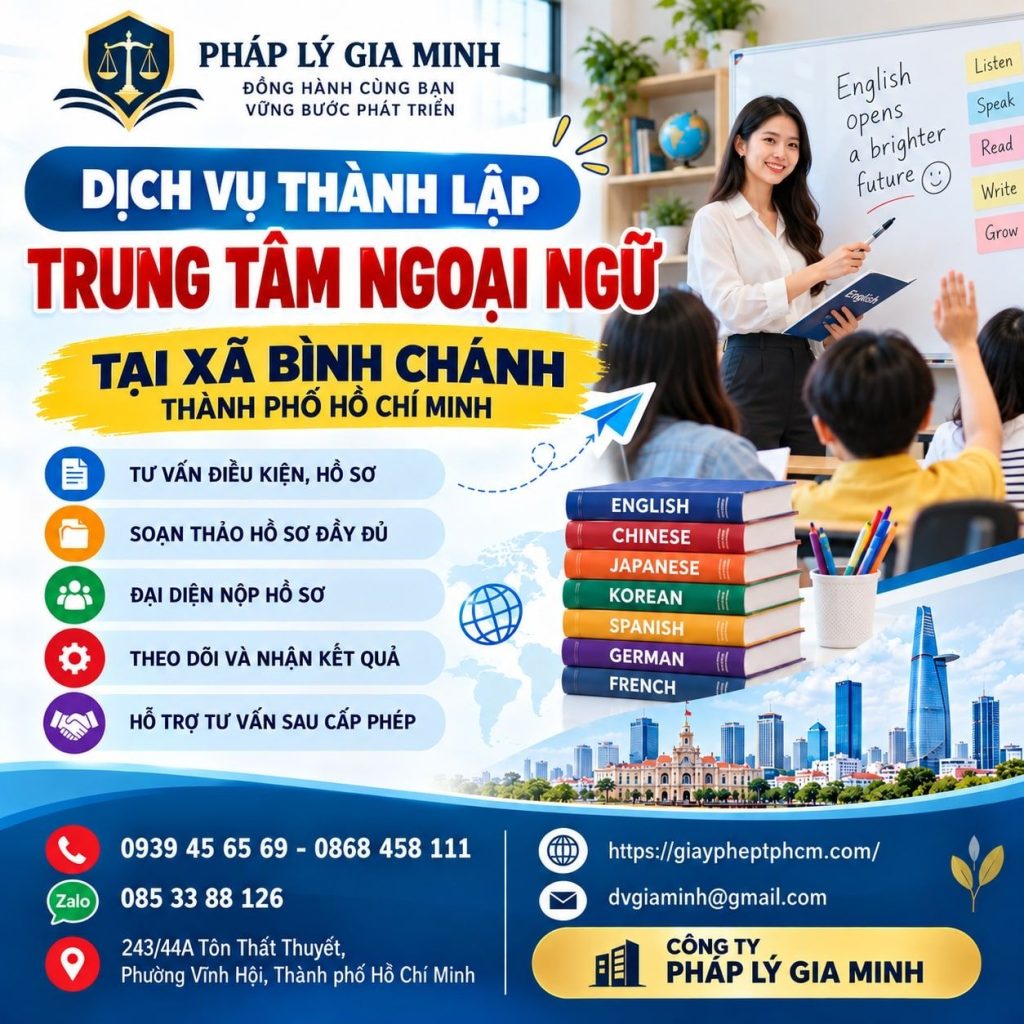Dịch vụ thành lập trung tâm ngoại ngữ tại xã Bình Chánh TPHCM