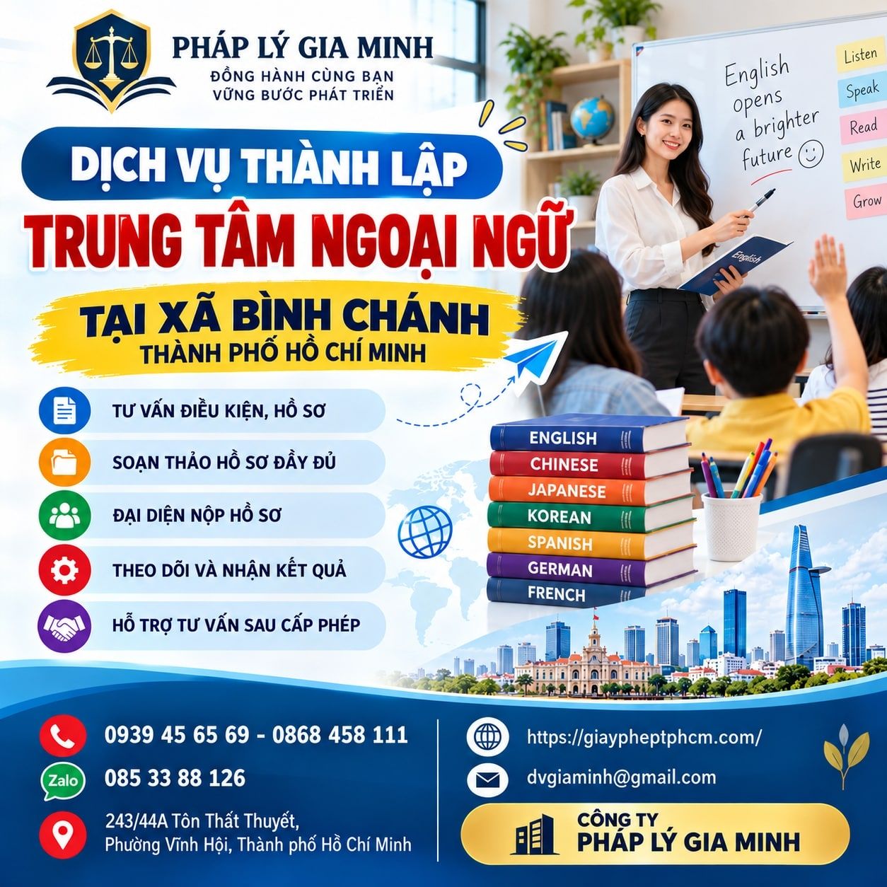 Dịch vụ thành lập trung tâm ngoại ngữ tại xã Bình Chánh TPHCM