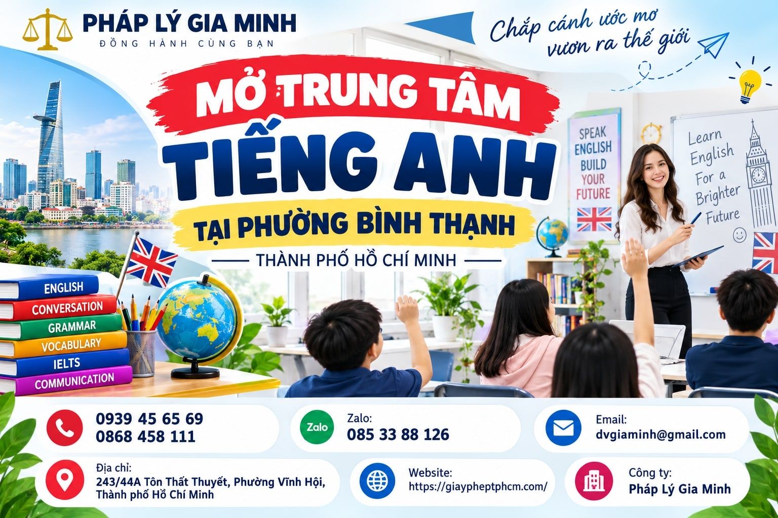 Mở trung tâm tiếng Anh tại phường Bình Thạnh TPHCM