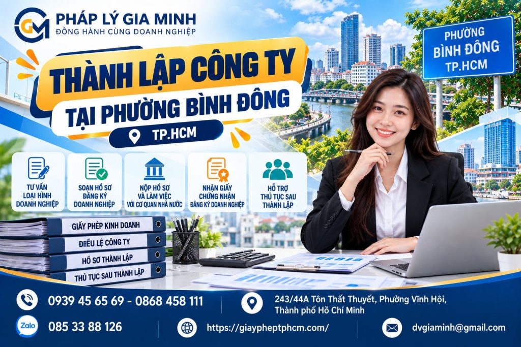 Thành lập công ty tại phường Bình Đông TP.HCM