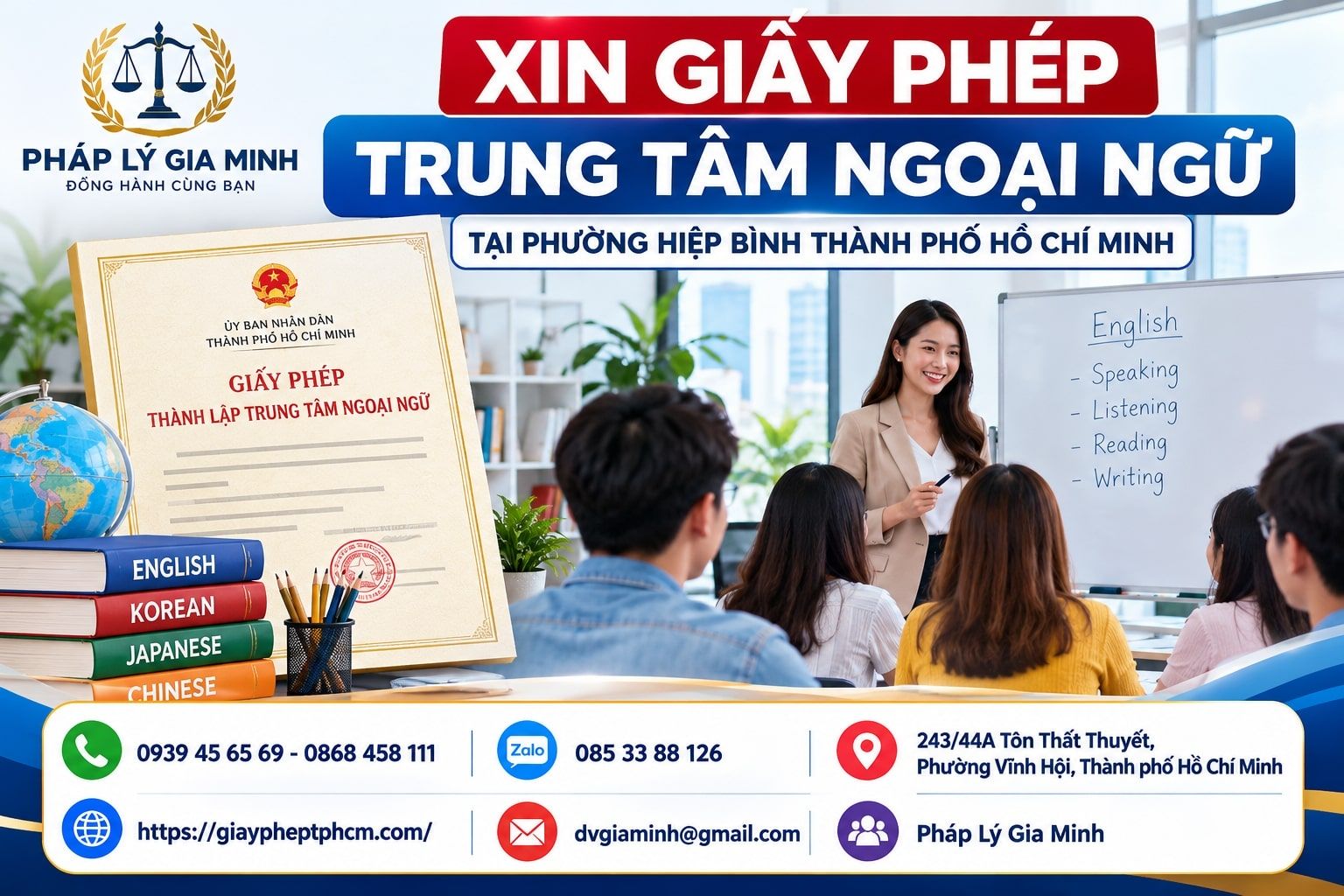 Xin giấy phép trung tâm ngoại ngữ tại phường Hiệp Bình TPHCM
